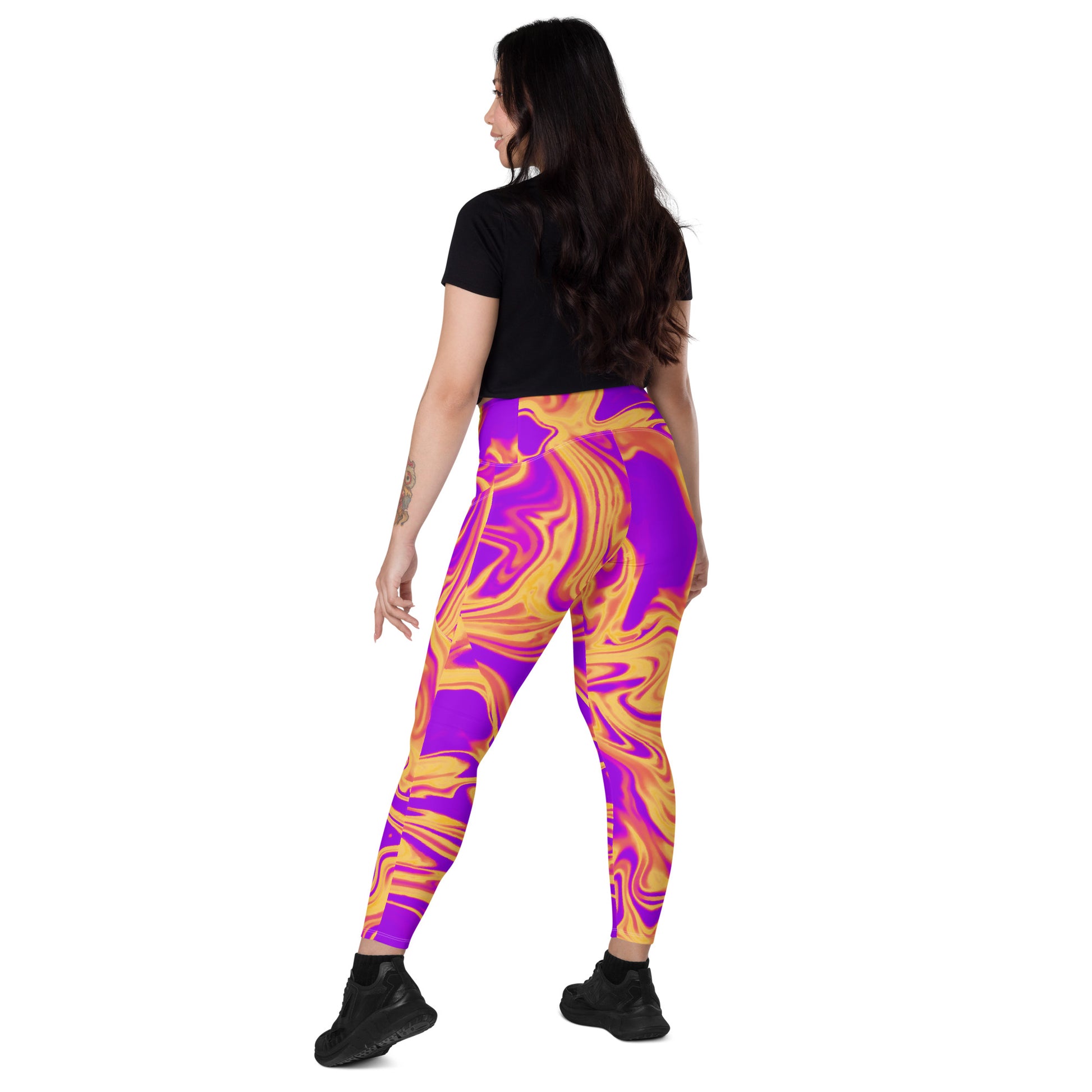 Cosmic Flow Women's Recycled Crossover Leggings With Pockets - FLAKOUT