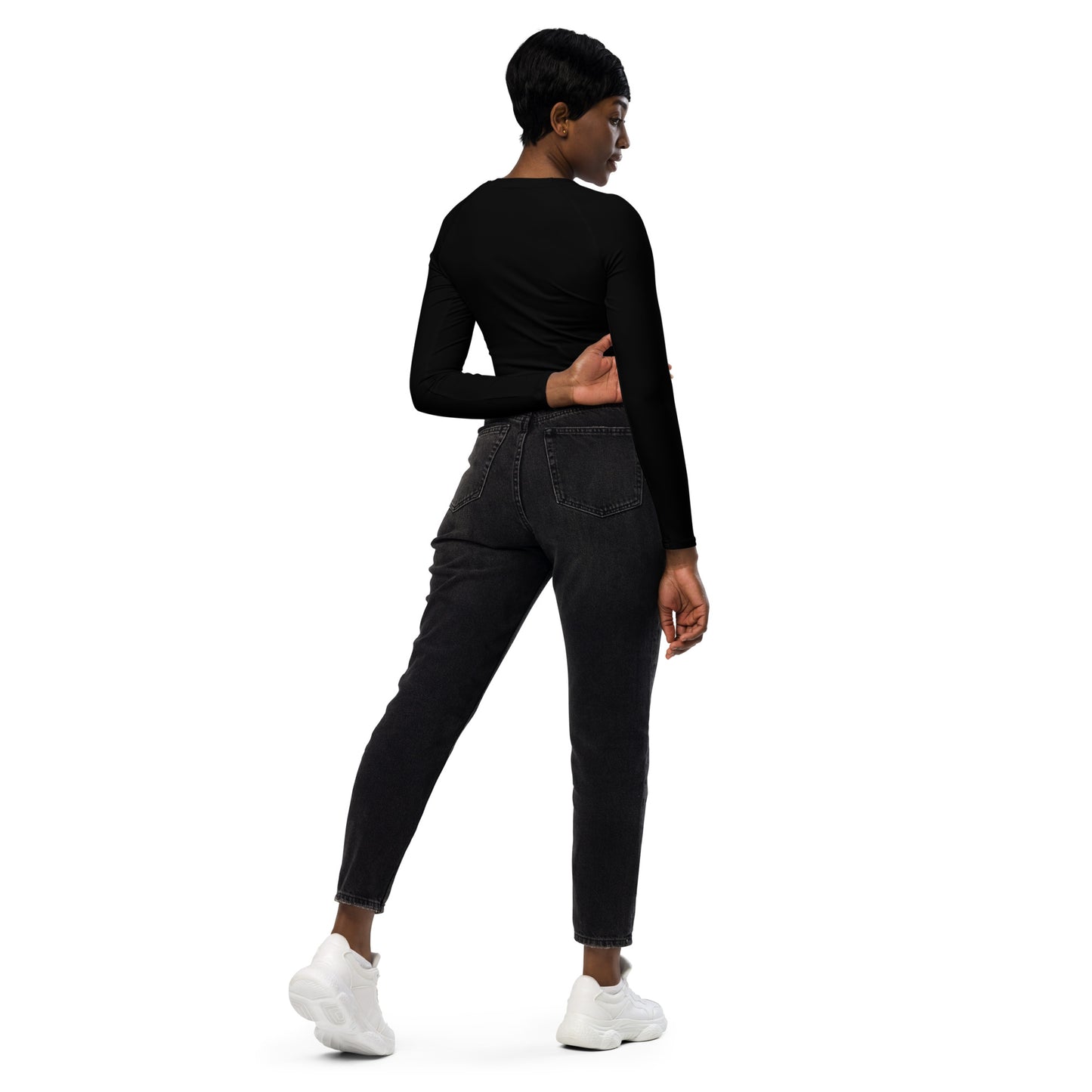 Women's Recycled Long-sleeve Crop Top - Black