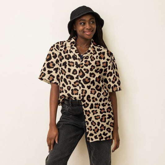 Leopar Chic Feline Button Shirt - FLAKOUT