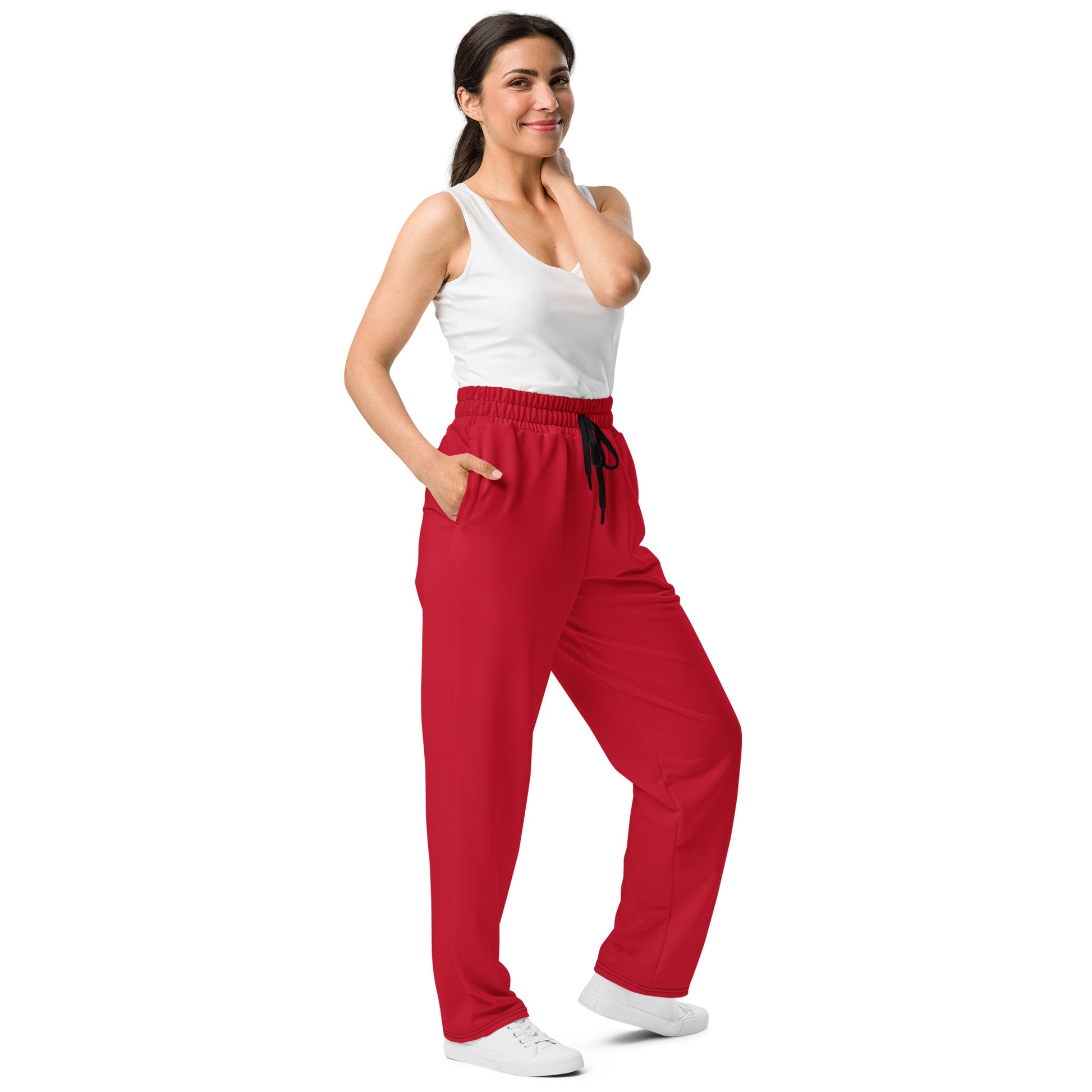 Unisex Wide-leg Recycled Joggers - Red - FLAKOUT