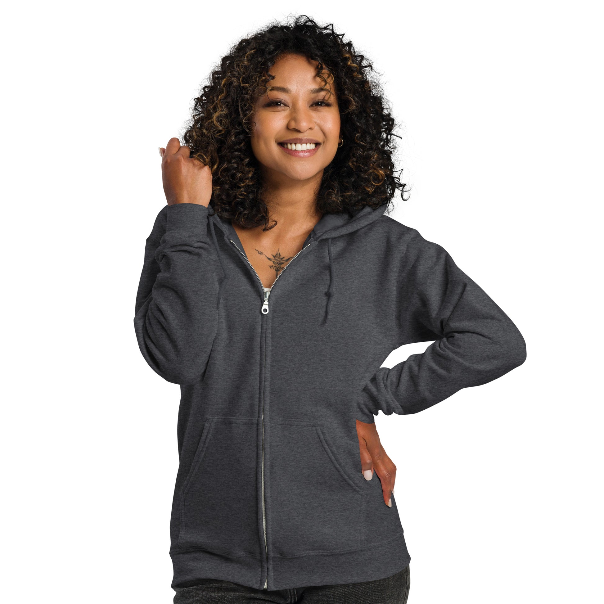 Nebuluxe Brilliance Heavy Harmony Fusion Zip Hoodie - Dark Heather - FLAKOUT