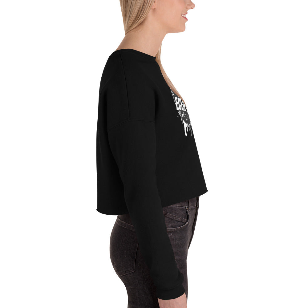 Lunar Eclipsis Women's Crop Sweatshirt - Black - FLAKOUT