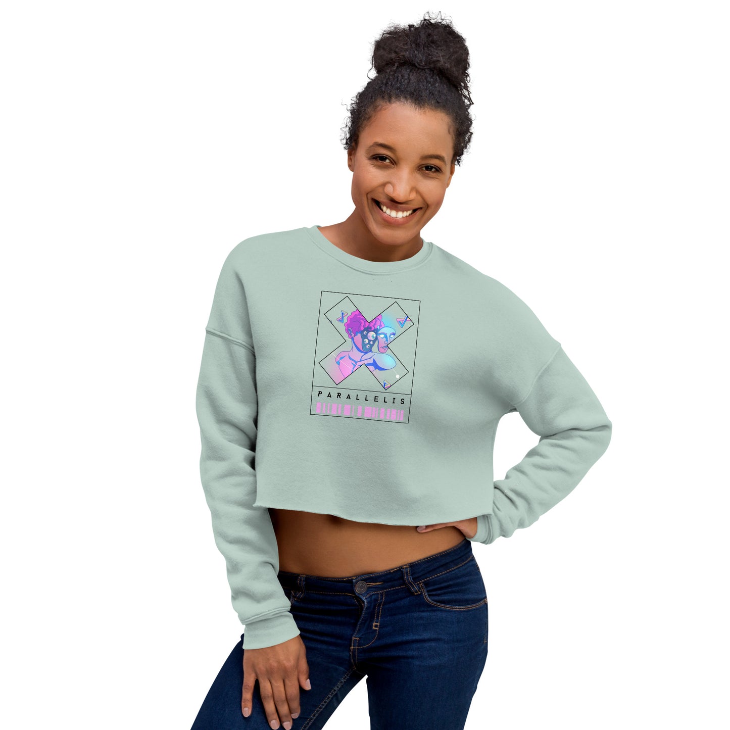 Parallelis Women's Crop Sweatshirt - FLAKOUT