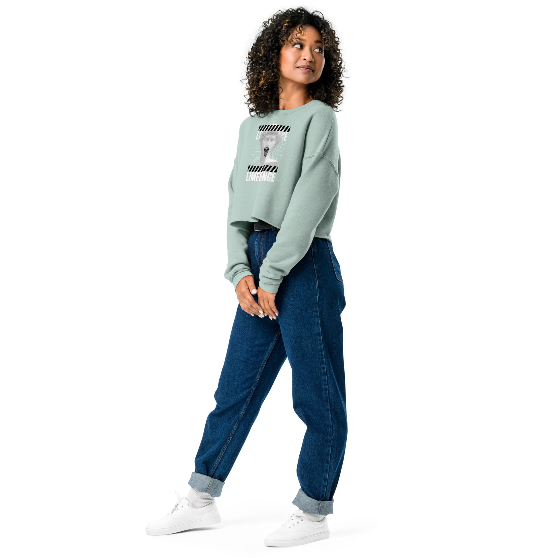 Limerence Women's Crop Sweatshirt - Dusty Blue - FLAKOUT