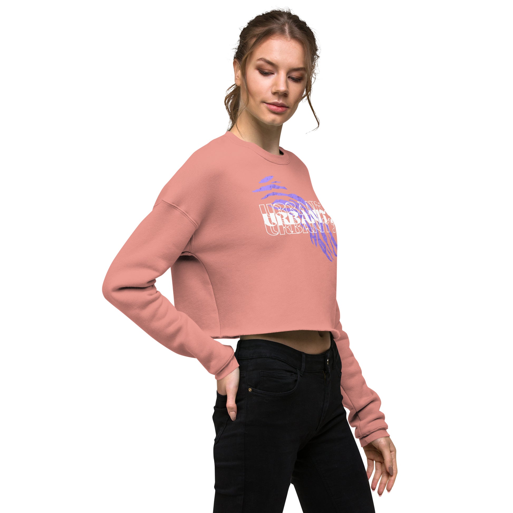 Streetwise Urbanity Women's Crop Sweatshirt - Mauve - FLAKOUT