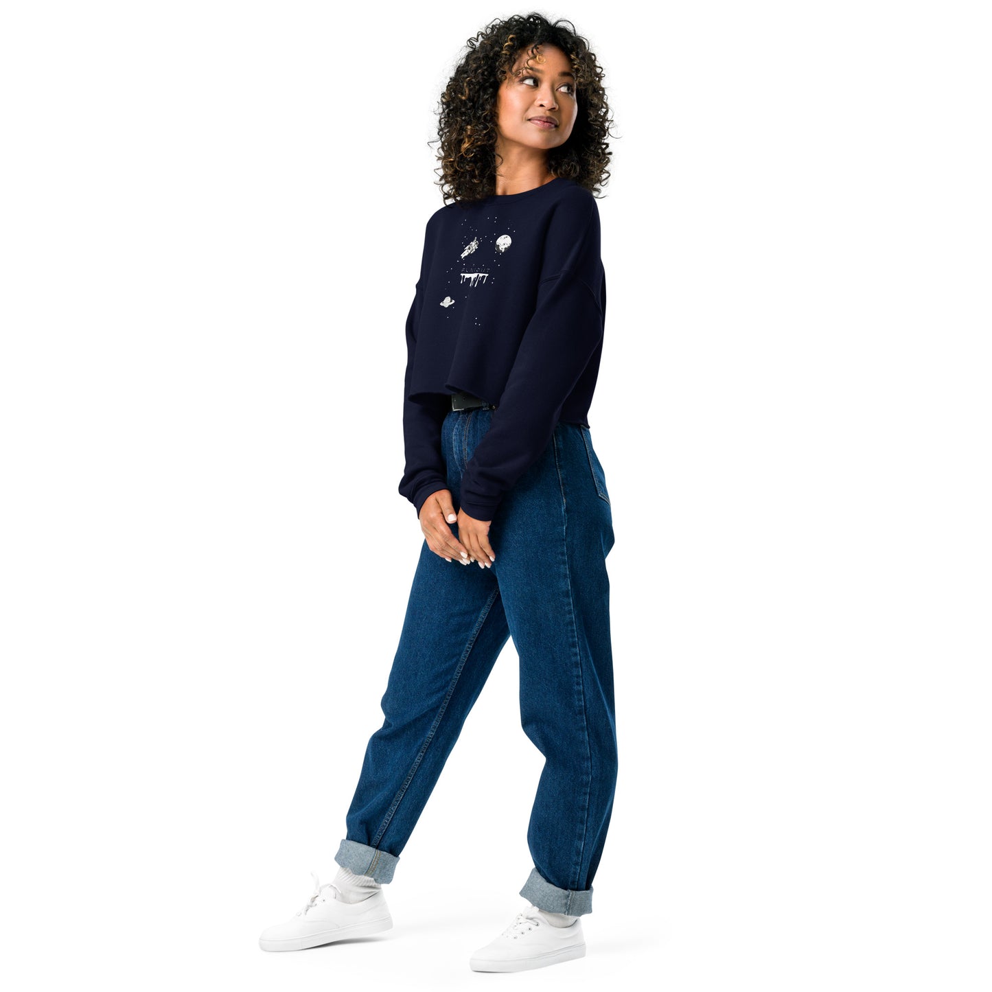 Astronaut Women's Crop Sweatshirt - Navy - FLAKOUT