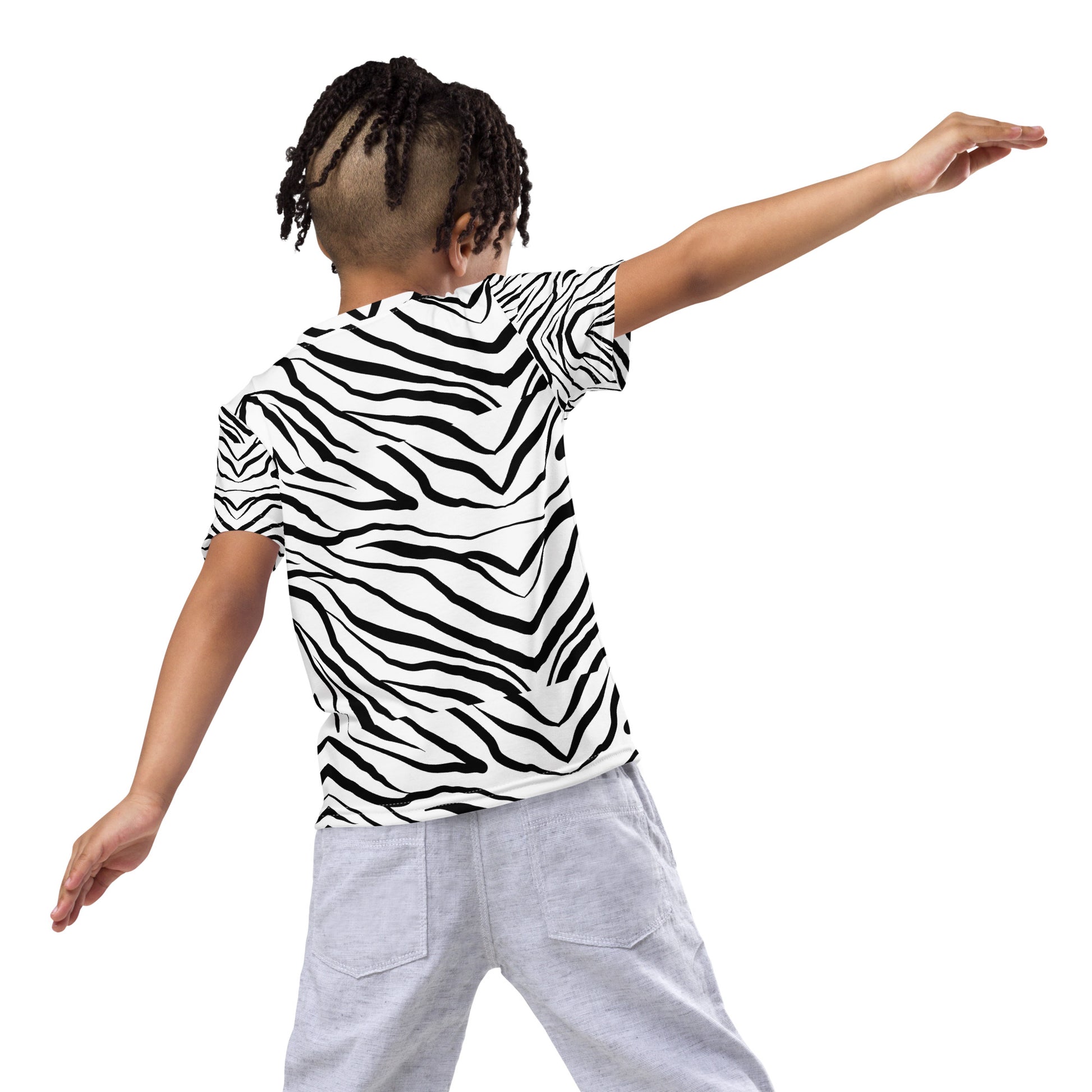 Striped Zebra Vibrance Kid's Crew Neck T-shirt - FLAKOUT