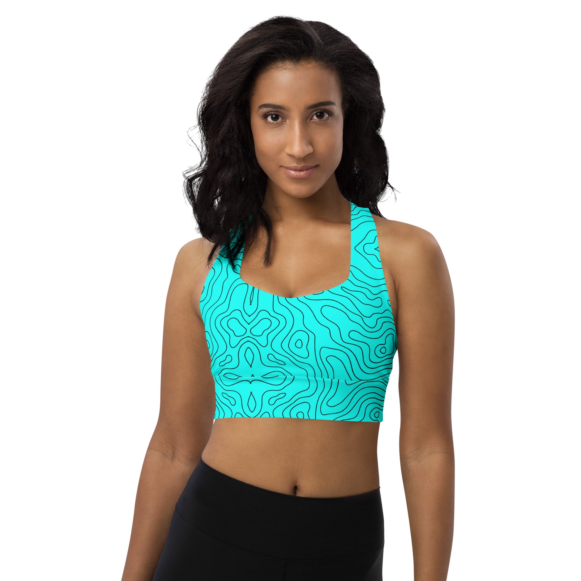 Blue Abyss Women's Longline Sports Bra - FLAKOUT