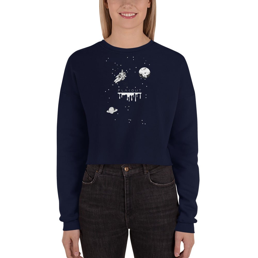 Astronaut Women's Crop Sweatshirt - Navy - FLAKOUT